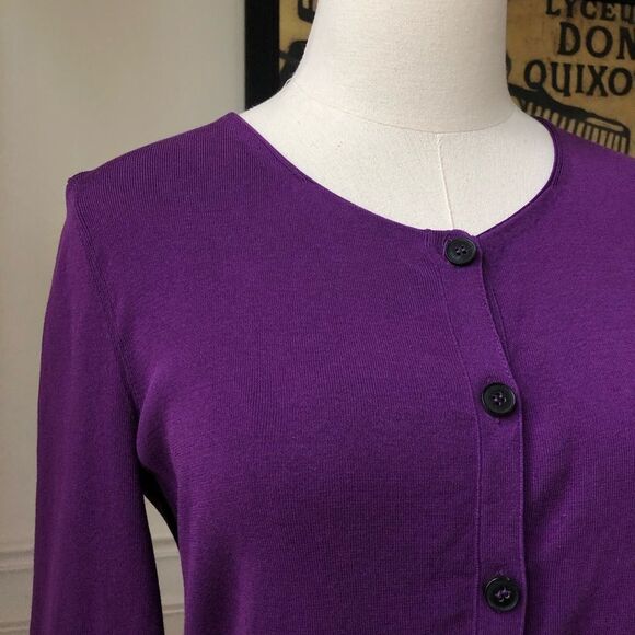 Lafayette 148 Purple Peplum Cardigan M - Picture 4 of 7